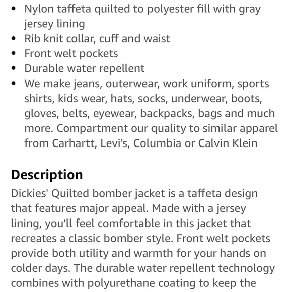 Dickies Women Quilted Bomber Jacket, Black v1, Small - Picture 3 of 14